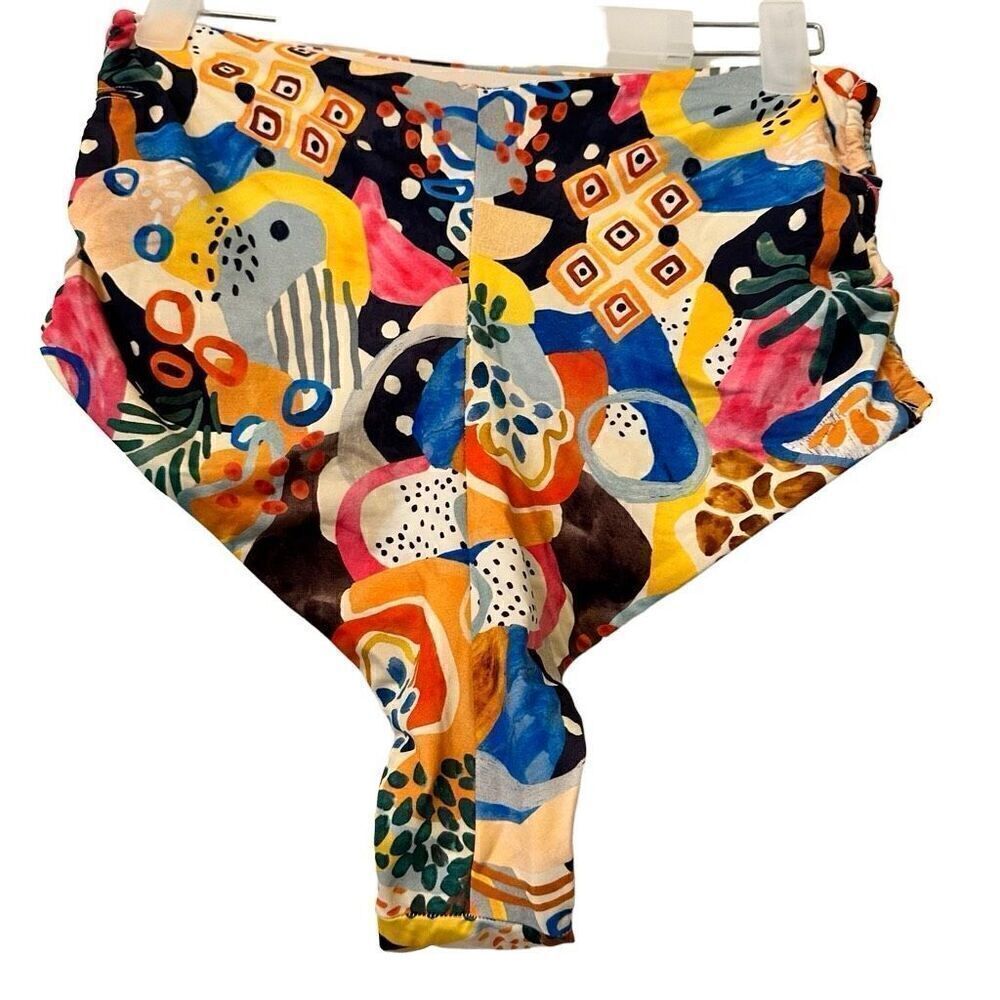 Oysho Abstract Tropical Print High Waisted Bikini Bottom Multicolor Large